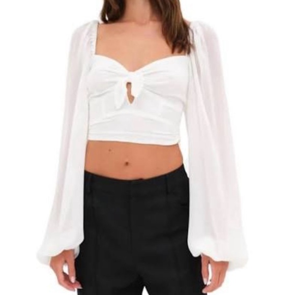 For Love And Lemons Tops - NWT For Love & Lemons Trisha Crop Top Size XXS Long Sleeve White